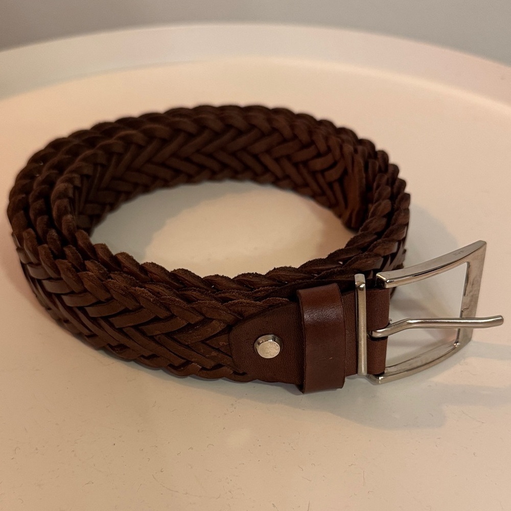 Moroccan Woven Leather Belt Brown NWOT Boho Braided Handcrafted 51” Artisan Belt